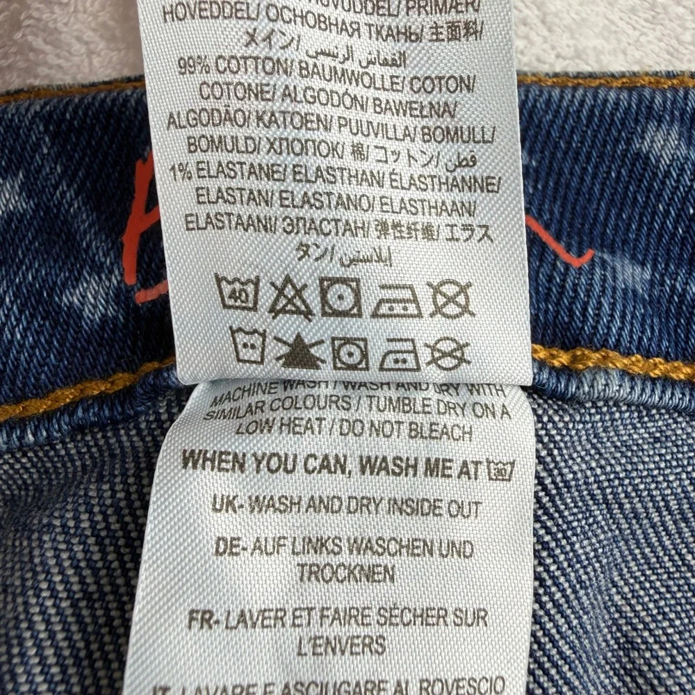 Boden Denim‎ Mini Skirt Girls 13-14Y Blue Star Embroidery Stretch Casual Classic
